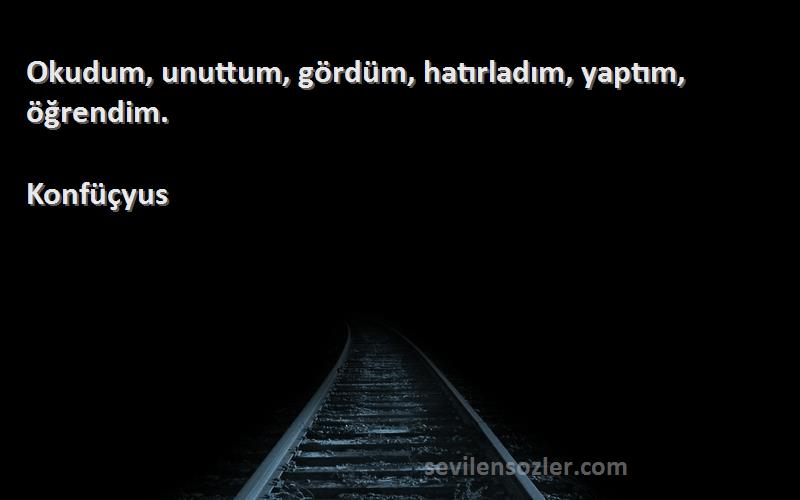 Konfüçyus - Okudum, unuttum, gördüm, hatırladım, yaptım, öğrendim.