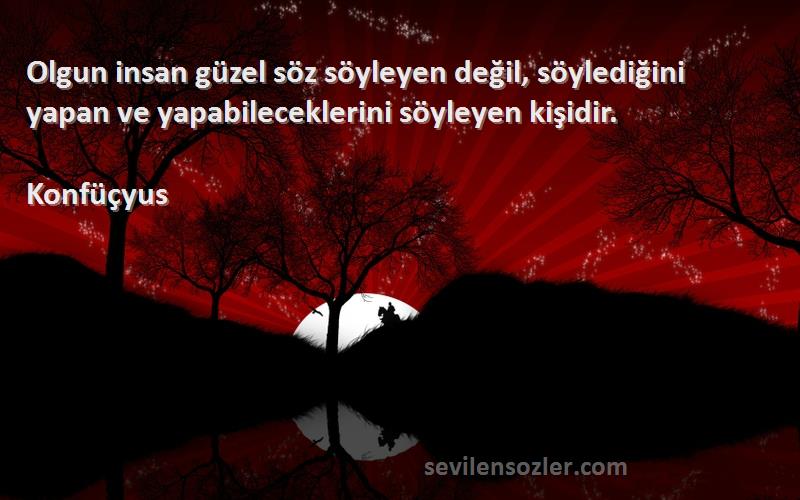 Konfüçyus - Olgun insan güzel söz söyleyen değil, söylediğini yapan ve yapabileceklerini söyleyen kişidir.