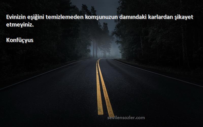 Konfüçyus - Evinizin eşiğini temizlemeden komşunuzun damındaki karlardan şikayet etmeyiniz.