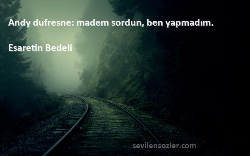 Esaretin Bedeli Sözleri 
Andy dufresne: madem sordun, ben yapmadım.