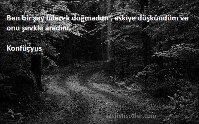 Konfüçyus - Ben bir şey bilerek doğmadım , eskiye düşkündüm ve onu şevkle aradım.