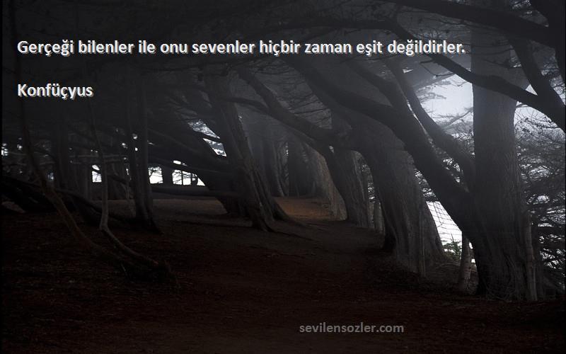 Konfüçyus - Gerçeği bilenler ile onu sevenler hiçbir zaman eşit değildirler.