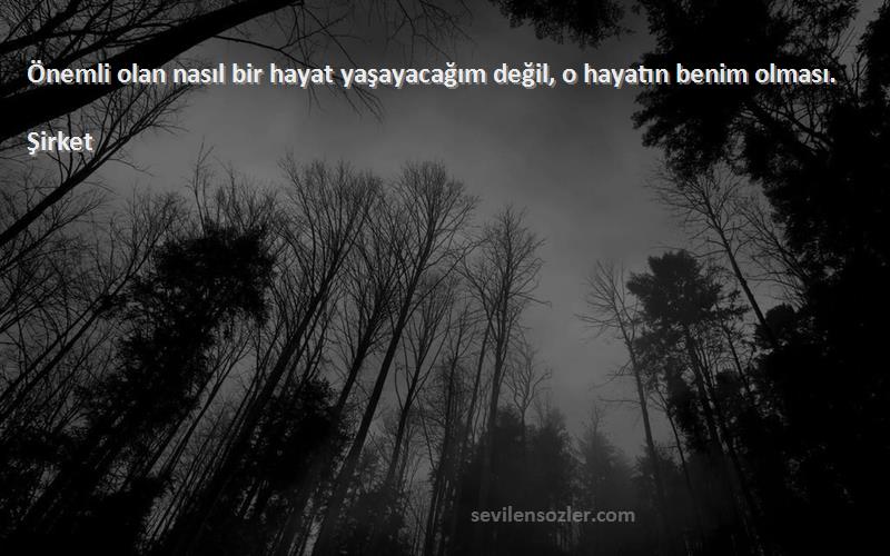 Şirket Sözleri 
Önemli olan nasıl bir hayat yaşayacağım değil, o hayatın benim olması.