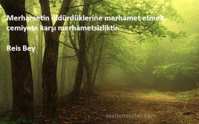 Reis Bey - Merhametin öldürdüklerine merhamet etmek, cemiyete karşı merhametsizliktir.