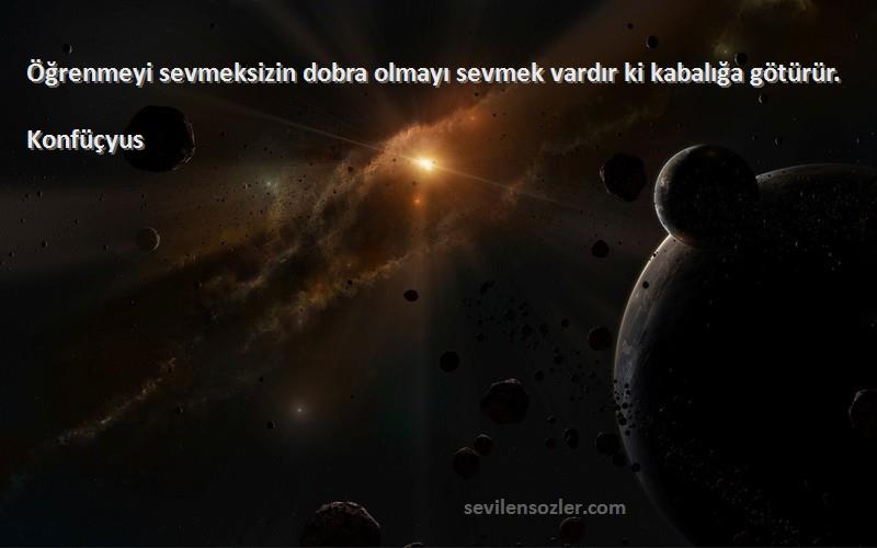 Konfüçyus Sözleri 
Öğrenmeyi sevmeksizin dobra olmayı sevmek vardır ki kabalığa götürür.