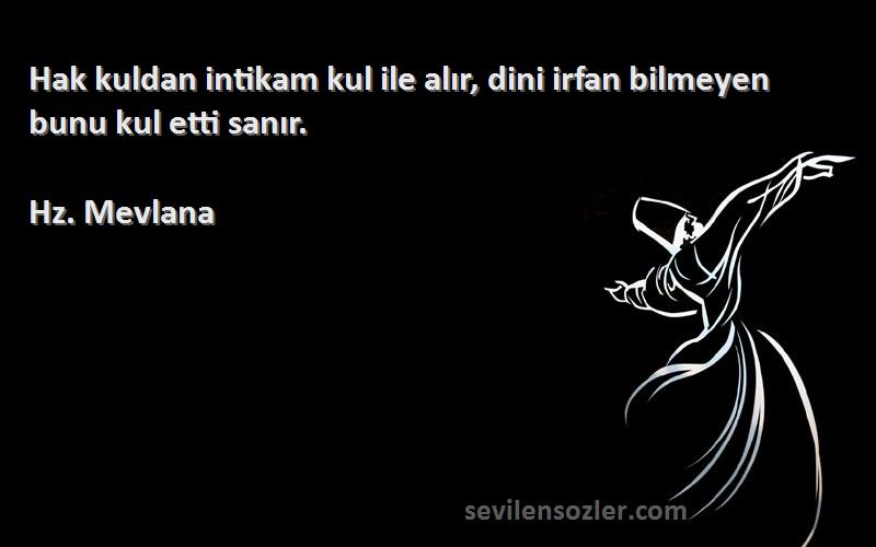 Hz. Mevlana - Hak kuldan intikam kul ile alır, dini irfan bilmeyen bunu kul etti sanır.