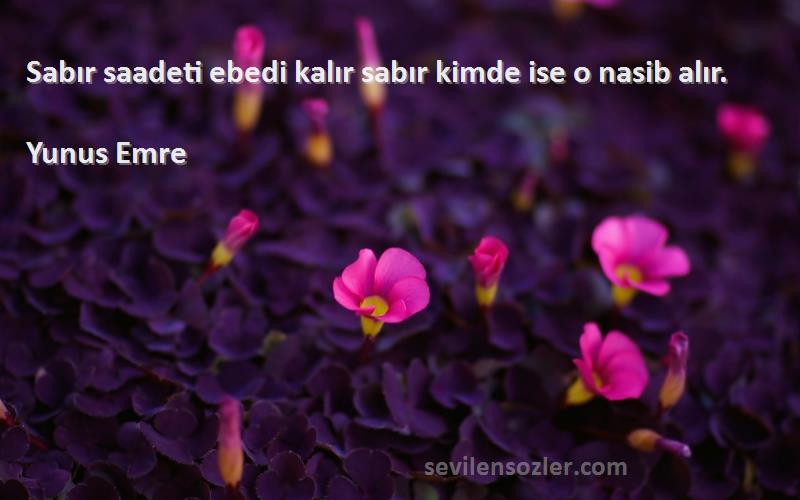Yunus Emre - Sabır saadeti ebedi kalır sabır kimde ise o nasib alır.