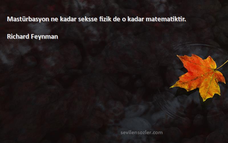 Richard Feynman Sözleri 
Mastürbasyon ne kadar seksse fizik de o kadar matematiktir.