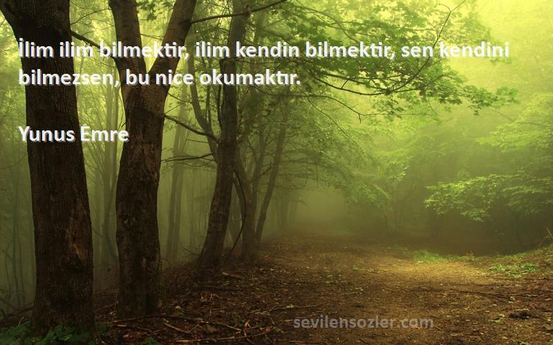 Yunus Emre - İlim ilim bilmektir, ilim kendin bilmektir, sen kendini bilmezsen, bu nice okumaktır.