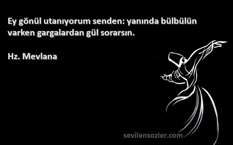 Hz. Mevlana - Ey gönül utanıyorum senden: yanında bülbülün varken gargalardan gül sorarsın.