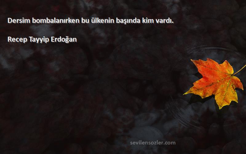 Recep Tayyip Erdoğan Sözleri 
Dersim bombalanırken bu ülkenin başında kim vardı.