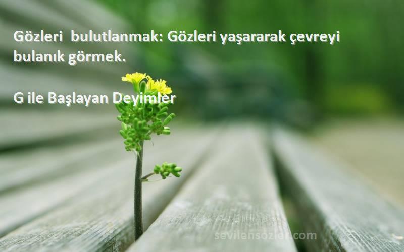 G ile Başlayan Deyimler - Gözleri bulutlanmak: Gözleri yaşararak çevreyi bulanık görmek.