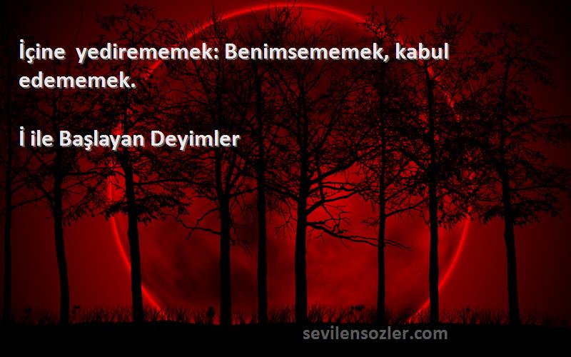 İ ile Başlayan Deyimler - İçine yedirememek: Benimsememek, kabul edememek.