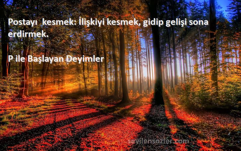 P ile Başlayan Deyimler - Postayı kesmek: İlişkiyi kesmek, gidip gelişi sona erdirmek.