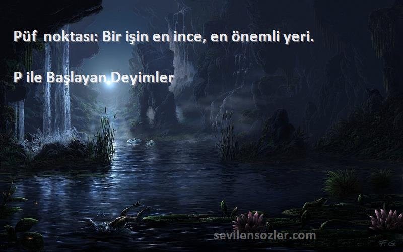 P ile Başlayan Deyimler Sözleri 
Püf noktası: Bir işin en ince, en önemli yeri.