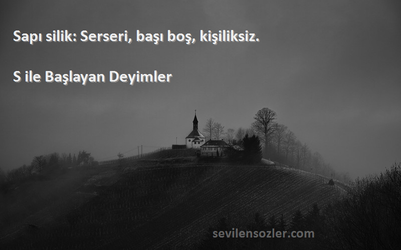 S ile Başlayan Deyimler - Sapı silik: Serseri, başı boş, kişiliksiz.