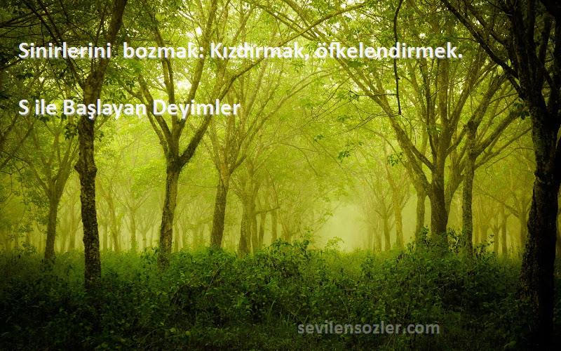 S ile Başlayan Deyimler - Sinirlerini bozmak: Kızdırmak, öfkelendirmek.