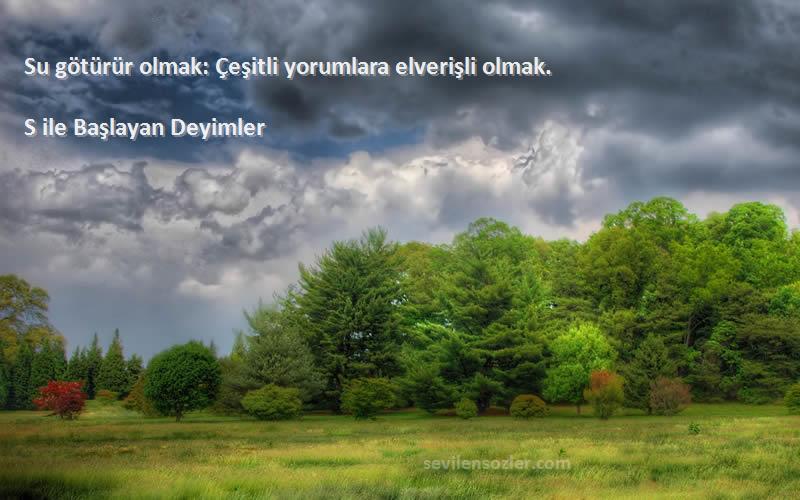 S ile Başlayan Deyimler - Su götürür olmak: Çeşitli yorumlara elverişli olmak.