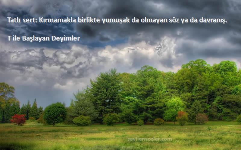 T ile Başlayan Deyimler - Tatlı sert: Kırmamakla birlikte yumuşak da olmayan söz ya da davranış.