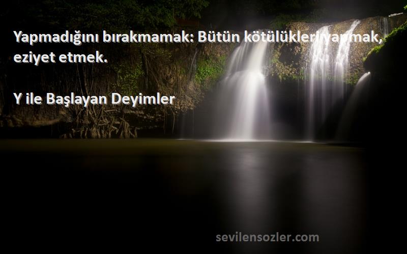 Y ile Başlayan Deyimler - Yapmadığını bırakmamak: Bütün kötülükleri yapmak, eziyet etmek.