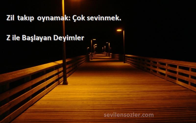 Z ile Başlayan Deyimler - Zil takıp oynamak: Çok sevinmek.