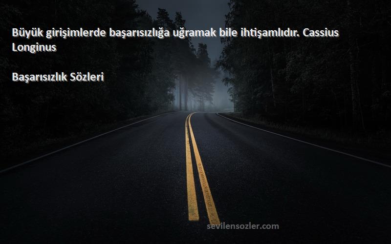 Başarısızlık  Sözleri 
Büyük girişimlerde başarısızlığa uğramak bile ihtişamlıdır. Cassius Longinus 