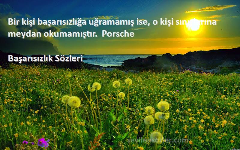 Başarısızlık  Sözleri 
Bir kişi başarısızlığa uğramamış ise, o kişi sınırlarına meydan okumamıştır.  Porsche 