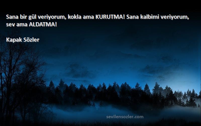 Kapak Sözler - Sana bir gül veriyorum, kokla ama KURUTMA! Sana kalbimi veriyorum, sev ama ALDATMA! 