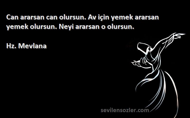 Hz. Mevlana - Can ararsan can olursun. Av için yemek ararsan yemek olursun. Neyi ararsan o olursun.