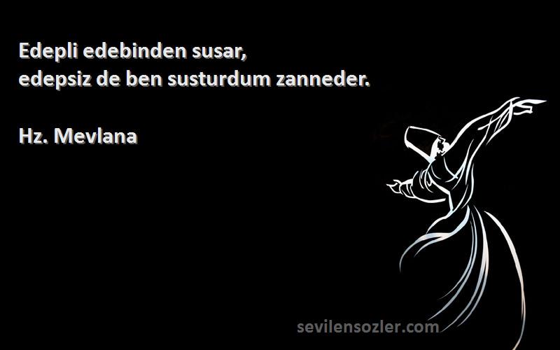 Hz. Mevlana - Edepli edebinden susar,
edepsiz de ben susturdum zanneder.