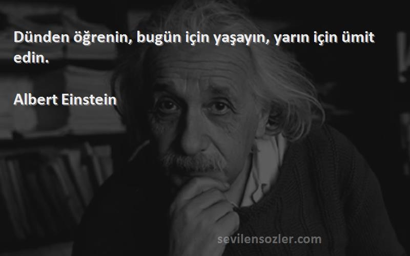 Albert Einstein - Dünden öğrenin, bugün için yaşayın, yarın için ümit edin.
