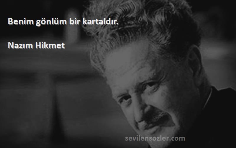 Nazım Hikmet Sözleri 
Benim gönlüm bir kartaldır.
