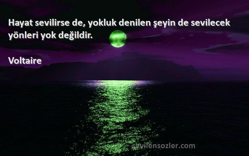 Voltaire - Hayat sevilirse de, yokluk denilen şeyin de sevilecek yönleri yok değildir.

