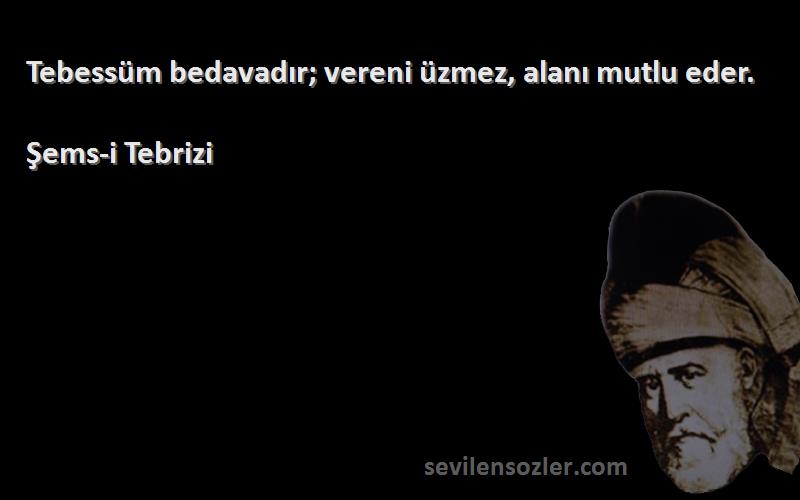 Şems-i Tebrizi - Tebessüm bedavadır; vereni üzmez, alanı mutlu eder.