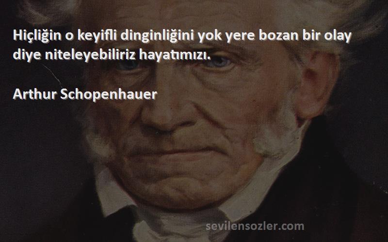 Arthur Schopenhauer - Hiçliğin o keyifli dinginliğini yok yere bozan bir olay diye niteleyebiliriz hayatımızı.
