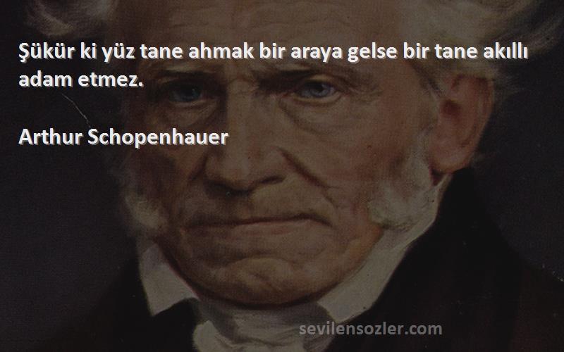 Arthur Schopenhauer - Şükür ki yüz tane ahmak bir araya gelse bir tane akıllı adam etmez.

