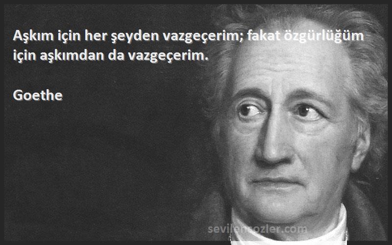 Goethe Sözleri 
Aşkım için her şeyden vazgeçerim; fakat özgürlüğüm için aşkımdan da vazgeçerim.
