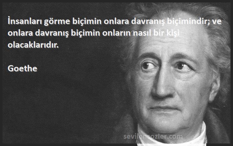 Goethe Sözleri 
İnsanları görme biçimin onlara davranış biçimindir; ve onlara davranış biçimin onların nasıl bir kişi olacaklarıdır.
