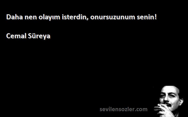 Cemal Süreya - Daha nen olayım isterdin, onursuzunum senin!

