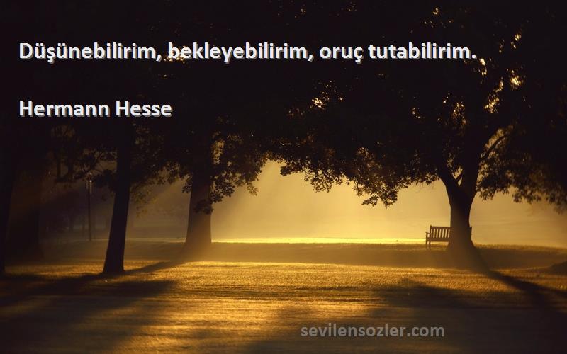 Hermann Hesse Sözleri 
Düşünebilirim, bekleyebilirim, oruç tutabilirim.
