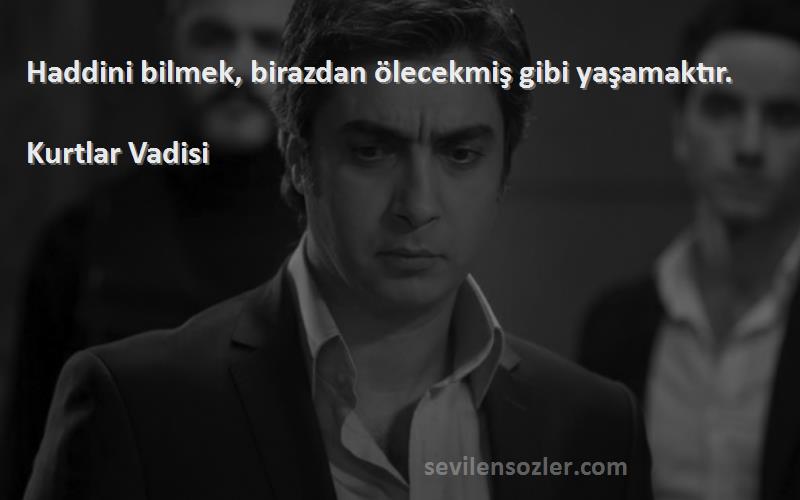 Kurtlar Vadisi Sözleri 
Haddini bilmek, birazdan ölecekmiş gibi yaşamaktır.
