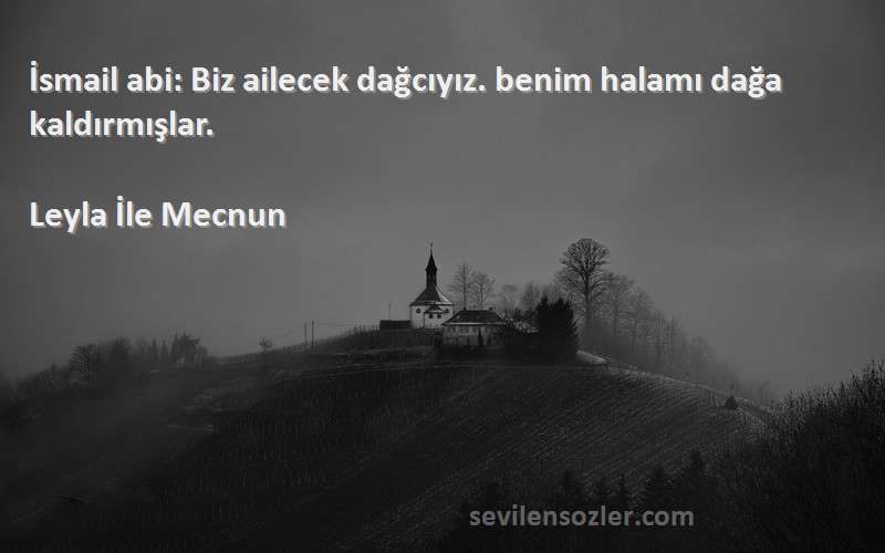 Leyla İle Mecnun Sözleri 
İsmail abi: Biz ailecek dağcıyız. benim halamı dağa kaldırmışlar.
