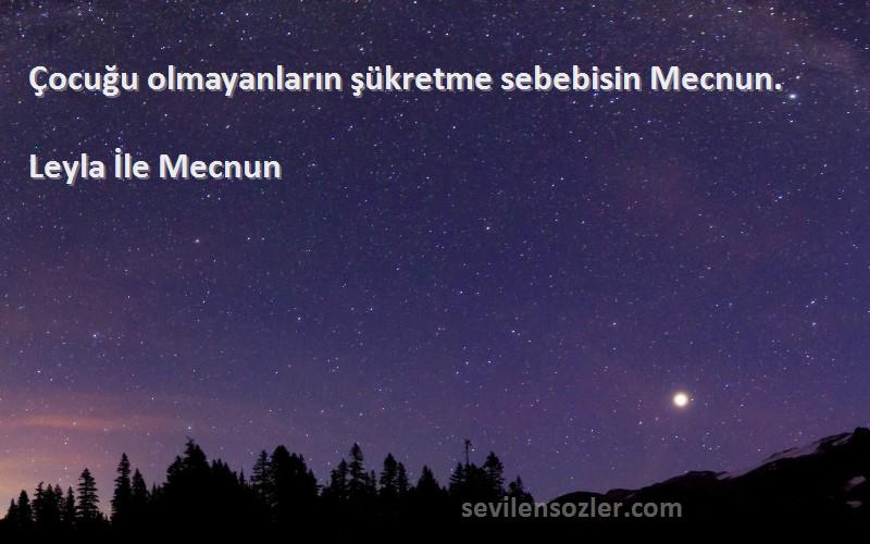 Leyla İle Mecnun Sözleri 
Çocuğu olmayanların şükretme sebebisin Mecnun.
