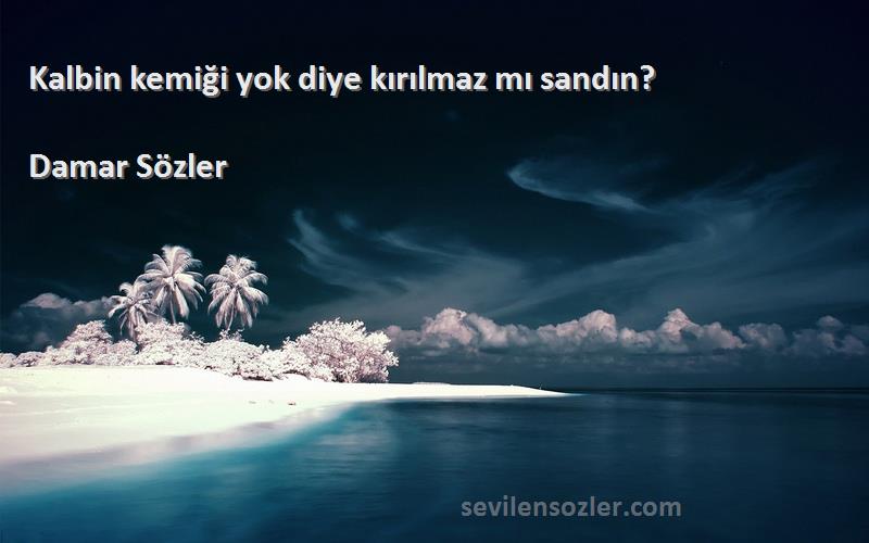 Damar Sözler - Kalbin kemiği yok diye kırılmaz mı sandın? 
