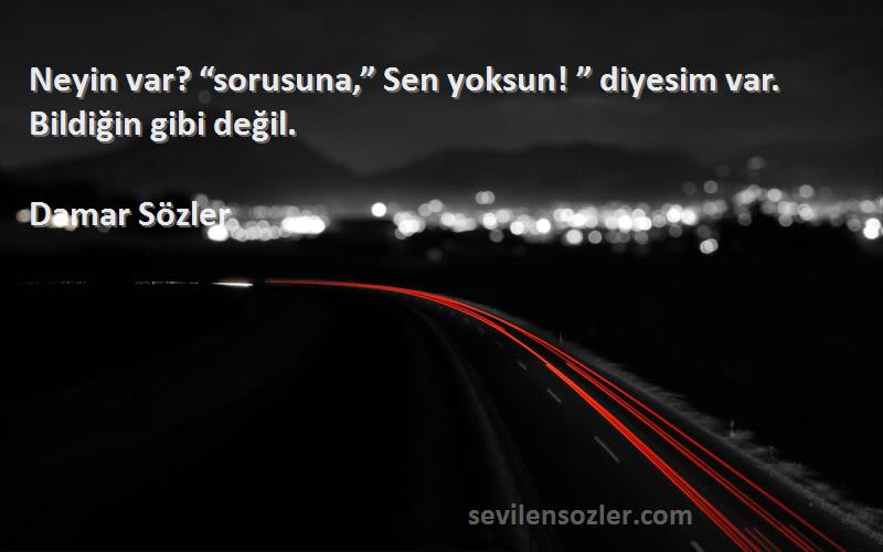 Damar Sözler - Neyin var? “sorusuna,” Sen yoksun! ” diyesim var. Bildiğin gibi değil.
