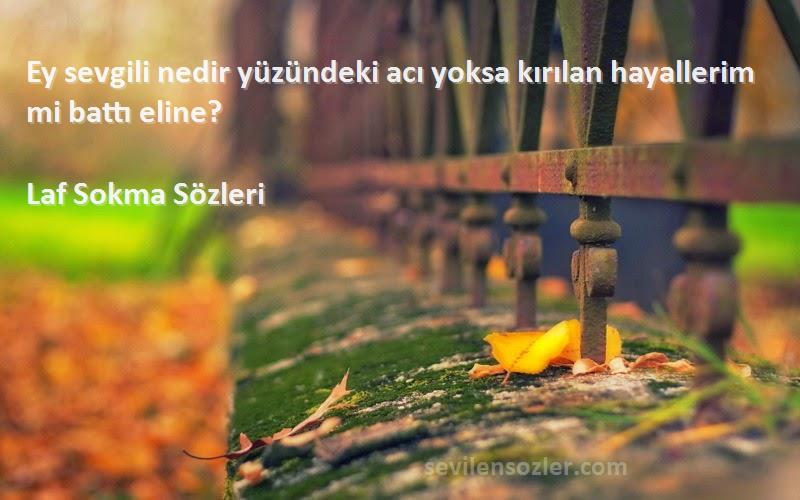 Laf Sokma  - Ey sevgili nedir yüzündeki acı yoksa kırılan hayallerim mi battı eline?
