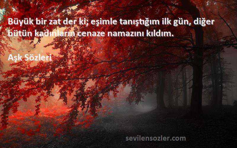 Aşk  - Büyük bir zat der ki; eşimle tanıştığım ilk gün, diğer bütün kadınların cenaze namazını kıldım.
