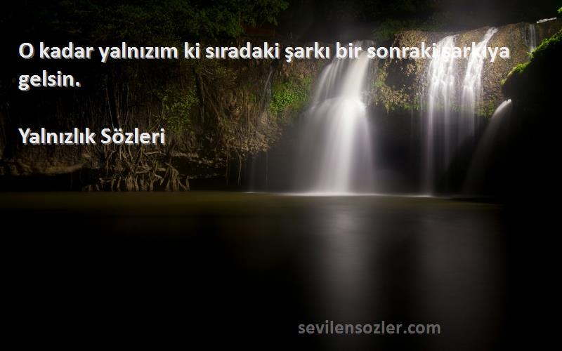 Yalnızlık  - O kadar yalnızım ki sıradaki şarkı bir sonraki şarkıya gelsin.
