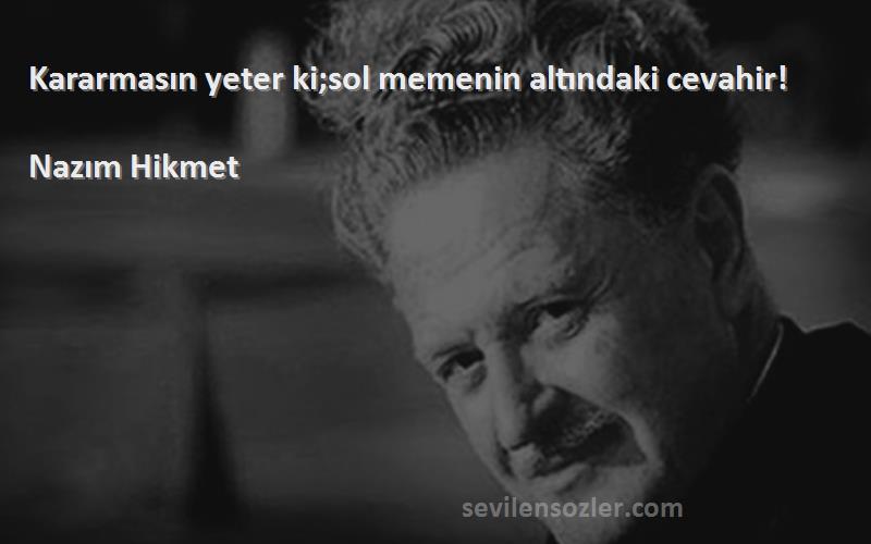 Nazım Hikmet Sözleri 
Kararmasın yeter ki;sol memenin altındaki cevahir!