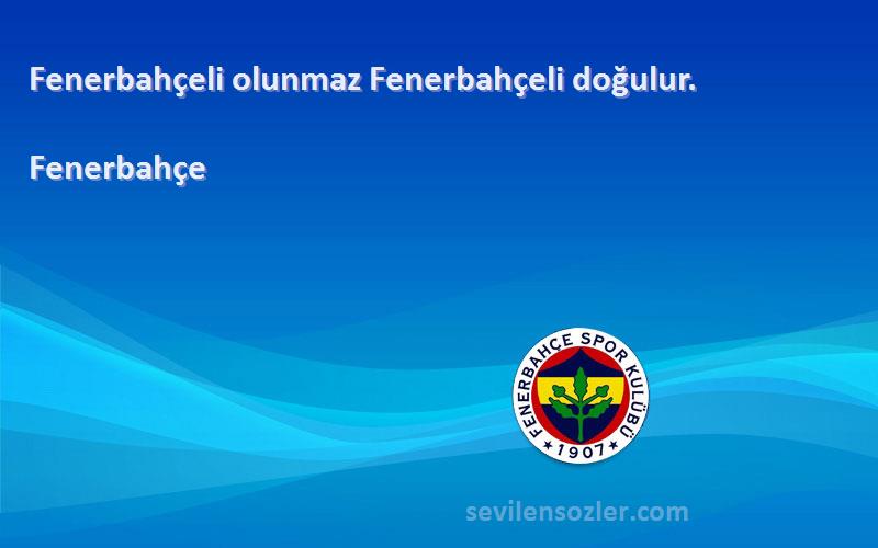 Fenerbahçe Sözleri 
Fenerbahçeli olunmaz Fenerbahçeli doğulur.
